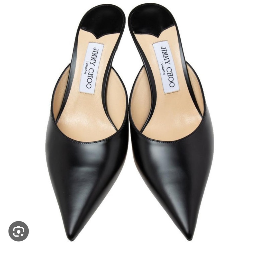 Jimmy Choo black leather Rav mules 40.5